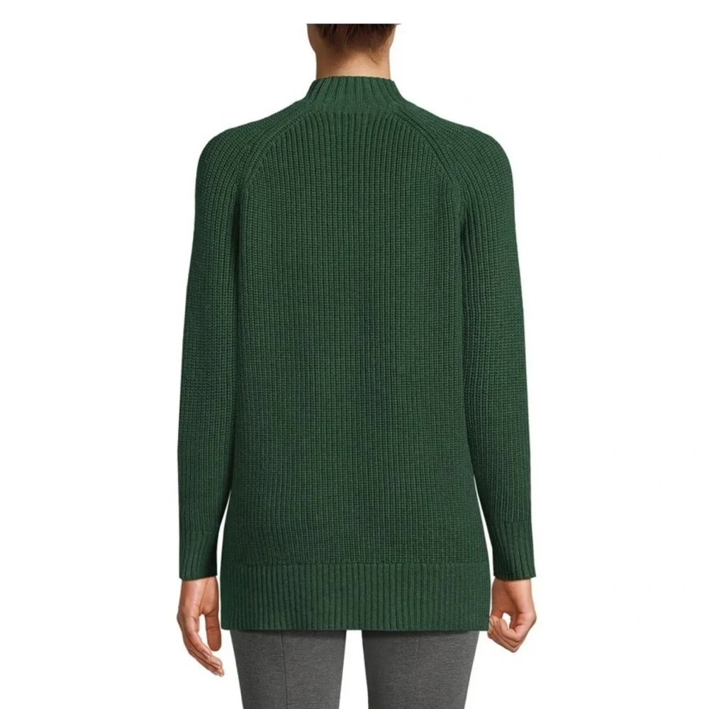 NWT LANDS’ END Drifter Mock Turtleneck 100% Cotton Hunter Green Sweater M